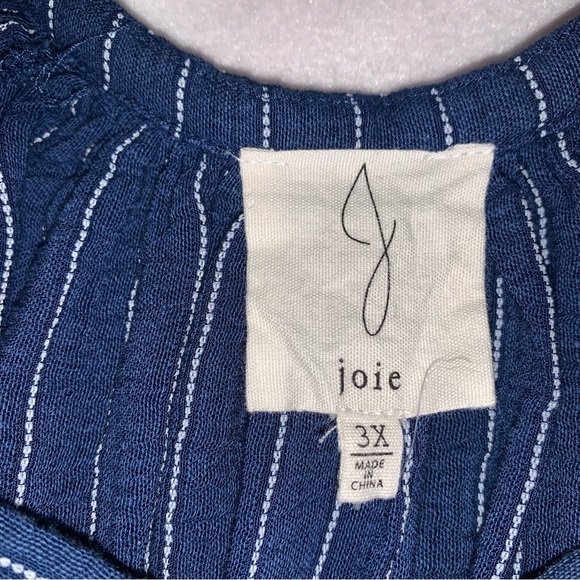 *Read Description* Joie Short Sleeve Gauzy V-neck Blouse Blue White Stripe 3x - Picture 8 of 9